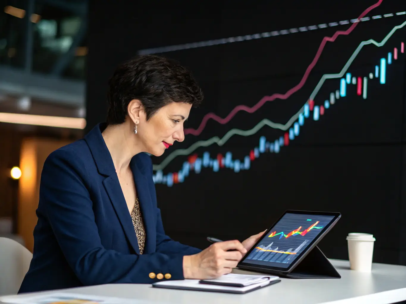 A data analyst reviewing performance metrics on a dashboard, highlighting the agency's commitment to data-driven decision-making and continuous improvement.